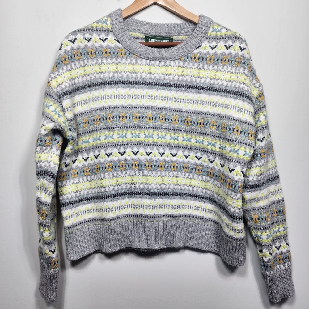 American Eagle Outfitters Vintage Fair Isle Crew Neck Sweater Size Med